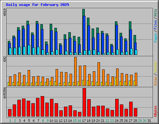 Daily usage for February 2025