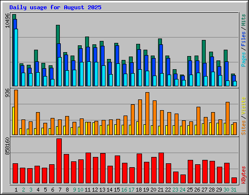 Daily usage for August 2025